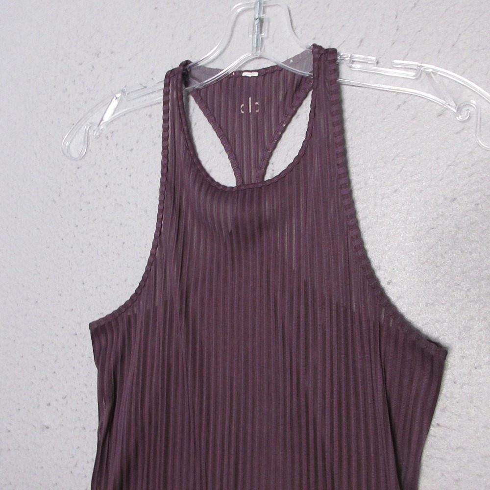 Alo Yoga Tank Top Small Purple Sheer Ribbed Racerback Activewear Yoga Workout - Picture 3 of 8
